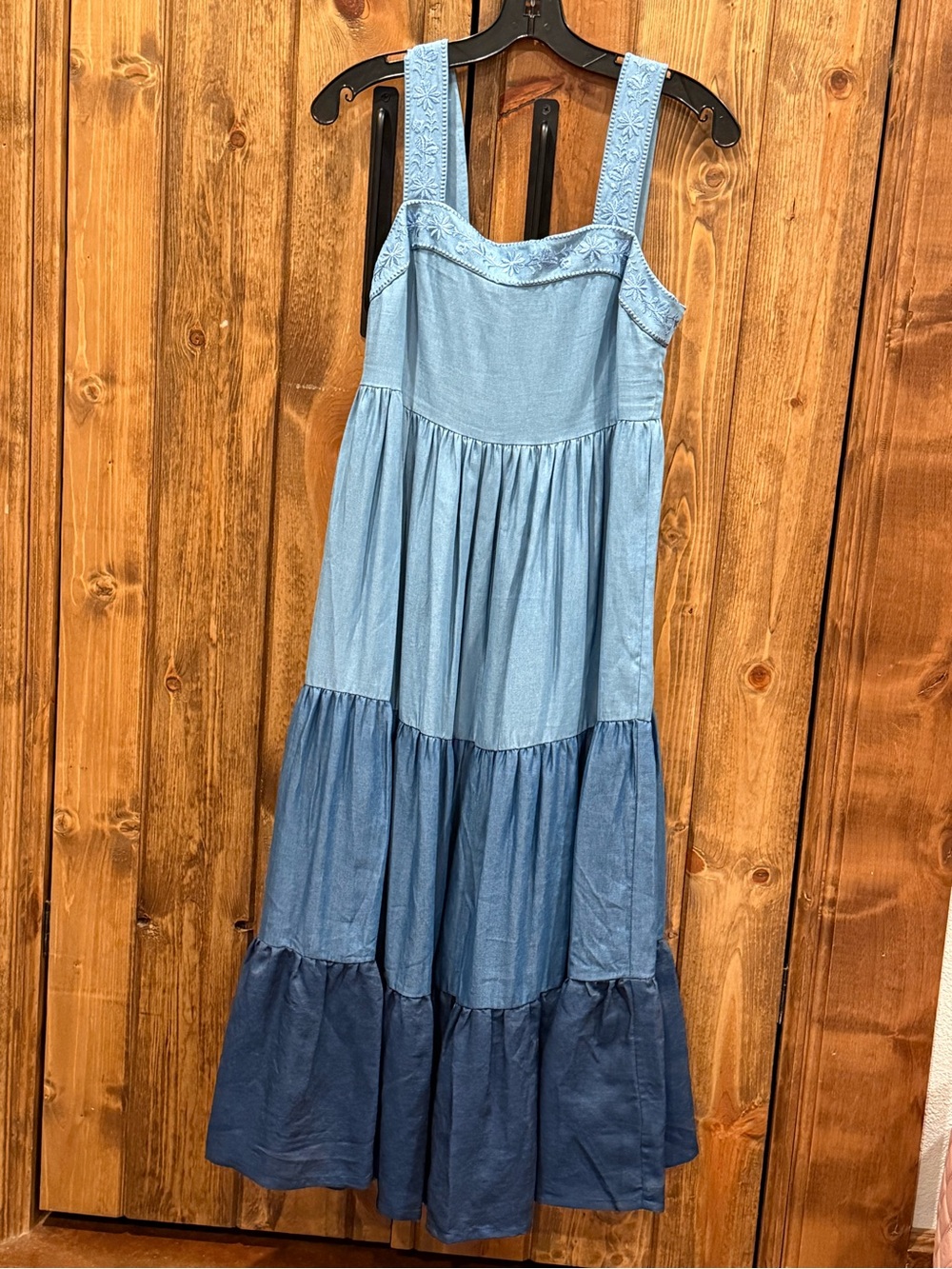 Kate Spade Broome Street Blue Ombre Maxi Dress Embroidered XS